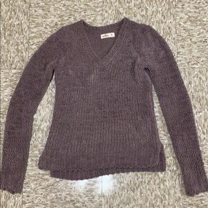 V-neck fuzzy sweater